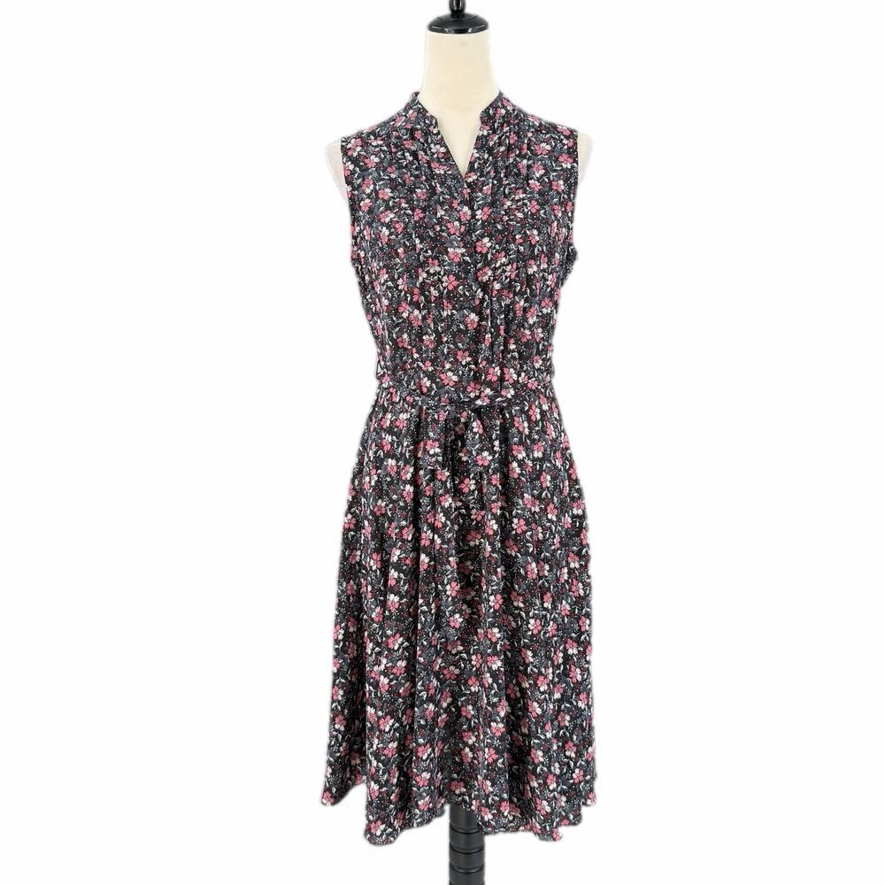 Nanette Lepore Black Floral Cottagecore Feminine Pretty Pleated Whimsygoth Dress